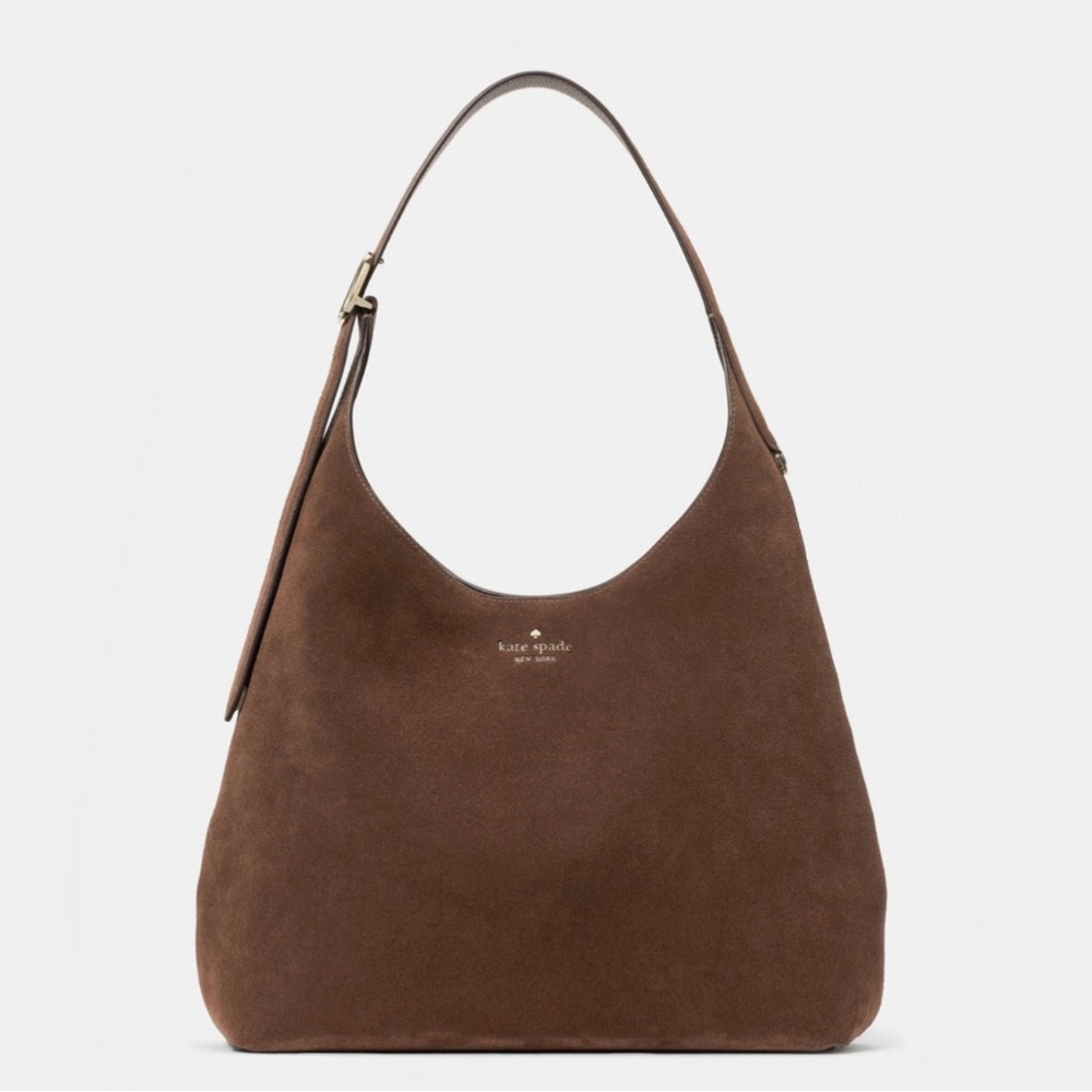 ♠️Kate Spade 454 Suede Large Shoulder Bag, Hot Fudge Chocolate Brown NEW NWT
